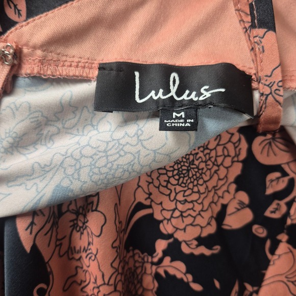 Lulus Size M Floral Brocade Halter Maxi Dress Rose Gold Black VNeck Evening Gown - Picture 9 of 10